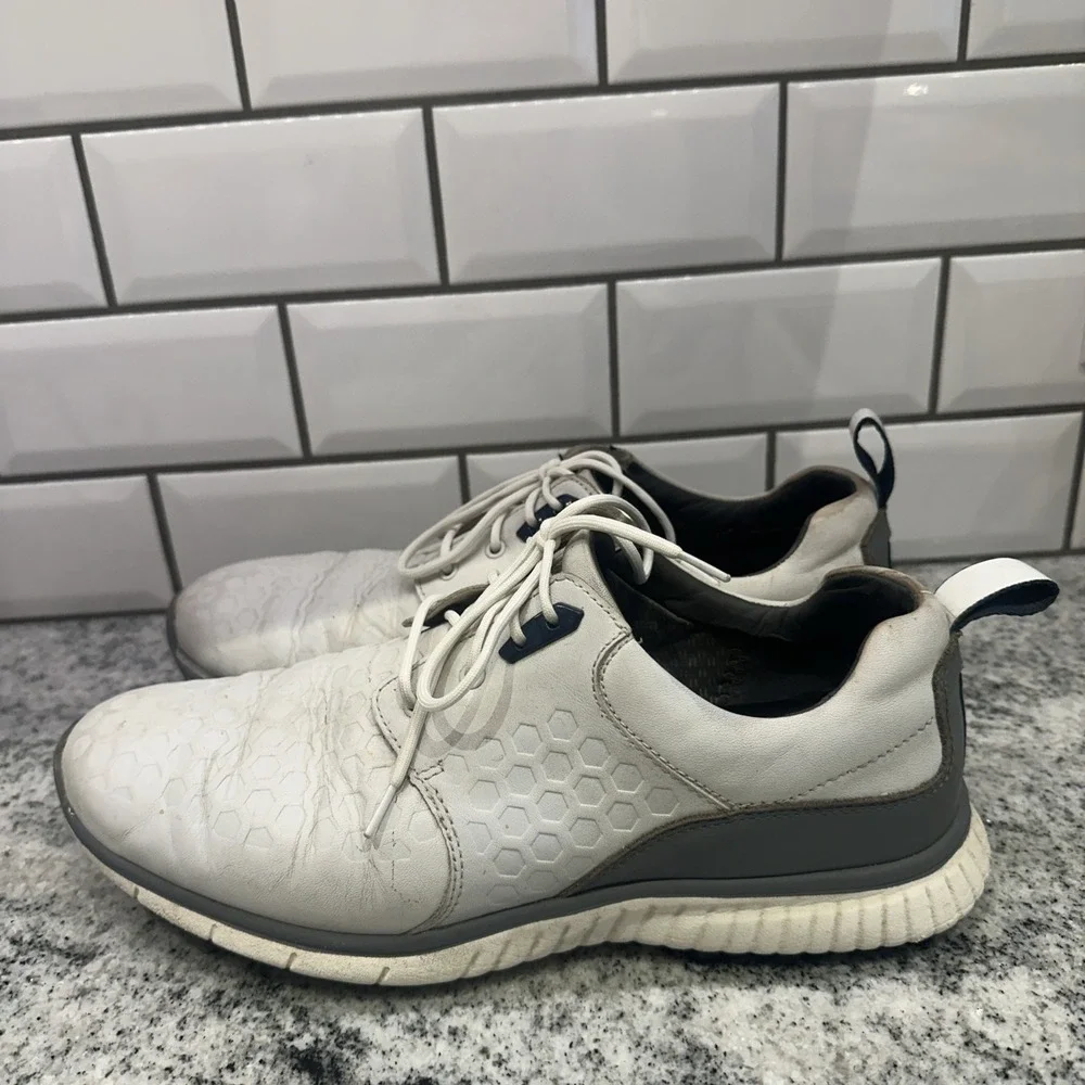 LUXE MEN'S‎ SHOE 9.5 WHITE LEATHER LACE UP GOLF SHOE JOHNSTON & MURPHY XC 4 Dual